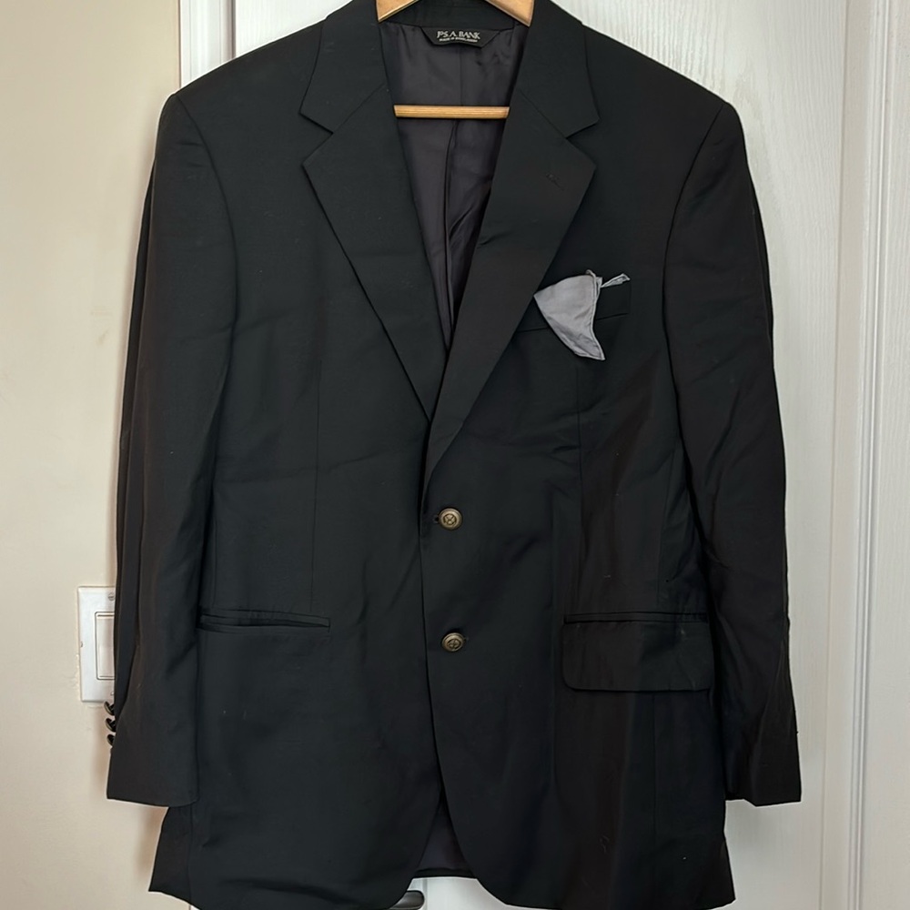 Jos A. Banks black suit jacket.